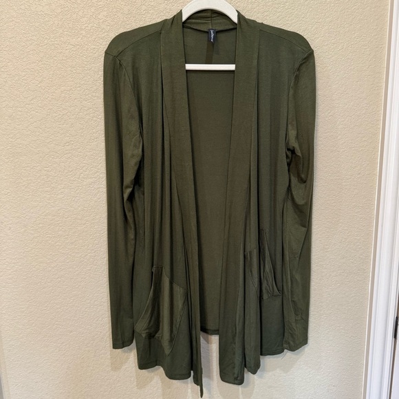 JM Fleurette Army Green Open Front Cardigan | One Size Fits Like Large - Picture 1 of 5